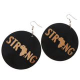 Maxbell Vintage Black Wood Ethnic Lettering Tribal Dangle Earring STRNG