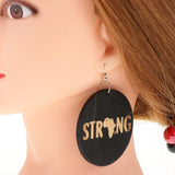 Maxbell Vintage Black Wood Ethnic Lettering Tribal Dangle Earring STRNG