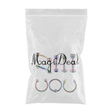 Maxbell 8 Pieces Multi-color Nose Lip Tongue Eyebrow Tragus Piercing Jewelry 8mm