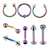 Maxbell 8 Pieces Multi-color Nose Lip Tongue Eyebrow Tragus Piercing Jewelry 8mm