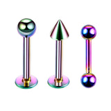 Maxbell 8 Pieces Multi-color Nose Lip Tongue Eyebrow Tragus Piercing Jewelry 10mm