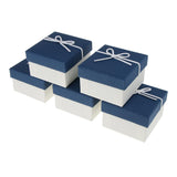 Maxbell 5pcs Paper Jewelry Box Watch Bracelet Necklace Storage Gift Case Blue White