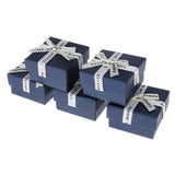 Maxbell 5 Piece Small Box Ribbon Bowknot Jewelry Gift Weddings Birthday Dark Blue(6.2cm)