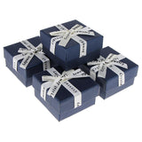 Maxbell 5 Piece Small Box Ribbon Bowknot Jewelry Gift Weddings Birthday Dark Blue(6.2cm)