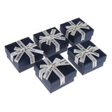 Maxbell 5 Piece Small Box Ribbon Bowknot Jewelry Gift Weddings Birthday Dark Blue(6.2cm)