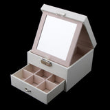 Maxbell Travel Jewelry Box PU Leather Cosmetic Makeup Display Organizer Storage Case