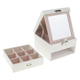 Maxbell Travel Jewelry Box PU Leather Cosmetic Makeup Display Organizer Storage Case