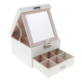 Maxbell Travel Jewelry Box PU Leather Cosmetic Makeup Display Organizer Storage Case