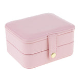 Maxbell Portable Leather Double Layer Travel Earrings Jewelry Box Storage Pink