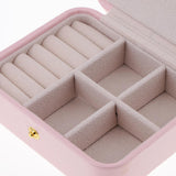 Maxbell Portable Leather Double Layer Travel Earrings Jewelry Box Storage Pink