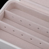 Maxbell Portable Leather Double Layer Travel Earrings Jewelry Box Storage White