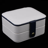 Maxbell Portable Leather Double Layer Travel Earrings Jewelry Box Storage White