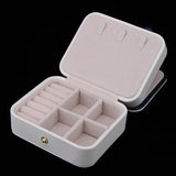 Maxbell Portable Leather Double Layer Travel Earrings Jewelry Box Storage White