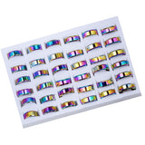 Maxbell 36Pcs Rainbow Colorful Stainless Steel Finger Rings Band 8mm Ring With Box