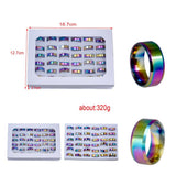 Maxbell 36Pcs Rainbow Colorful Stainless Steel Finger Rings Band 8mm Ring With Box