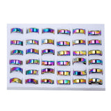 Maxbell 36Pcs Rainbow Colorful Stainless Steel Finger Rings Band 8mm Ring With Box