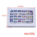 Maxbell 36Pcs Rainbow Colorful Stainless Steel Finger Rings Band 8mm Ring With Box
