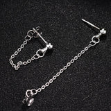 Maxbell Stainless Steel Round Ball Stud Earring with Tassel Chain Dangle Earring