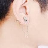 Maxbell Stainless Steel Round Ball Stud Earring with Tassel Chain Dangle Earring
