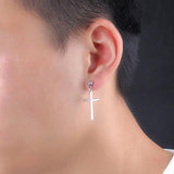 Maxbell High Polished Silver Stainless Steel Cross Dangle Ear Studs Earring Piercing