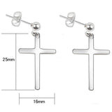 Maxbell High Polished Silver Stainless Steel Cross Dangle Ear Studs Earring Piercing