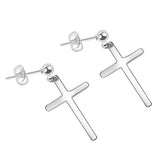 Maxbell High Polished Silver Stainless Steel Cross Dangle Ear Studs Earring Piercing