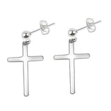 Maxbell High Polished Silver Stainless Steel Cross Dangle Ear Studs Earring Piercing