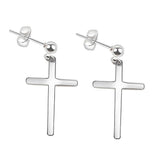 Maxbell High Polished Silver Stainless Steel Cross Dangle Ear Studs Earring Piercing