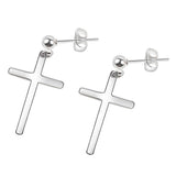 Maxbell High Polished Silver Stainless Steel Cross Dangle Ear Studs Earring Piercing