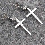 Maxbell High Polished Silver Stainless Steel Cross Dangle Ear Studs Earring Piercing