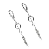 Maxbell Feathers Leaf Chain Tassel Stainless Steel Dangle Earring Piercing
