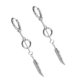 Maxbell Feathers Leaf Chain Tassel Stainless Steel Dangle Earring Piercing