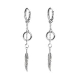 Maxbell Feathers Leaf Chain Tassel Stainless Steel Dangle Earring Piercing