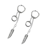 Maxbell Feathers Leaf Chain Tassel Stainless Steel Dangle Earring Piercing
