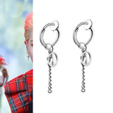 Maxbell Stainless Steel Hip Hop Peace Long Dangle Earrings Hoop Studs Non-Piecred