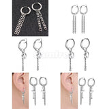 Maxbell Stainless Steel Hip Hop Peace Long Dangle Earrings Hoop Studs Non-Piecred