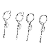 Maxbell Stainless Steel Hip Hop Peace Long Dangle Earrings Hoop Studs Non-Piecred