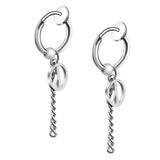 Maxbell Stainless Steel Hip Hop Peace Long Dangle Earrings Hoop Studs Non-Piecred