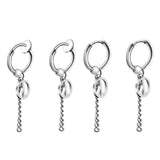 Maxbell Stainless Steel Hip Hop Peace Long Dangle Earrings Hoop Studs Non-Piecred