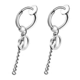 Maxbell Stainless Steel Hip Hop Peace Long Dangle Earrings Hoop Studs Non-Piecred