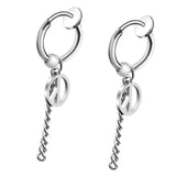 Maxbell Stainless Steel Hip Hop Peace Long Dangle Earrings Hoop Studs Non-Piecred