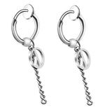Maxbell Stainless Steel Hip Hop Peace Long Dangle Earrings Hoop Studs Non-Piecred