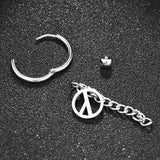 Maxbell Stainless Steel Hip Hop Peace Long Dangle Earrings Hoop Studs Piecred