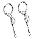 Maxbell Stainless Steel Hip Hop Peace Long Dangle Earrings Hoop Studs Piecred