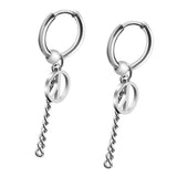 Maxbell Stainless Steel Hip Hop Peace Long Dangle Earrings Hoop Studs Piecred