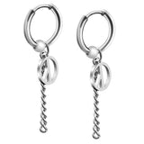 Maxbell Stainless Steel Hip Hop Peace Long Dangle Earrings Hoop Studs Piecred