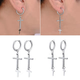 Maxbell High Polished Stainless Steel Small Big Cross Drop Earring Piercing