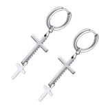 Maxbell High Polished Stainless Steel Small Big Cross Drop Earring Piercing