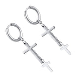 Maxbell High Polished Stainless Steel Small Big Cross Drop Earring Piercing