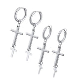 Maxbell High Polished Stainless Steel Small Big Cross Drop Earring Piercing